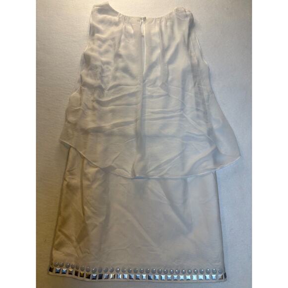 PLASTIC ISLAND White Sleeveless Mini Dress/Small/Easter/church/brunch/sheath euc - Picture 4 of 5